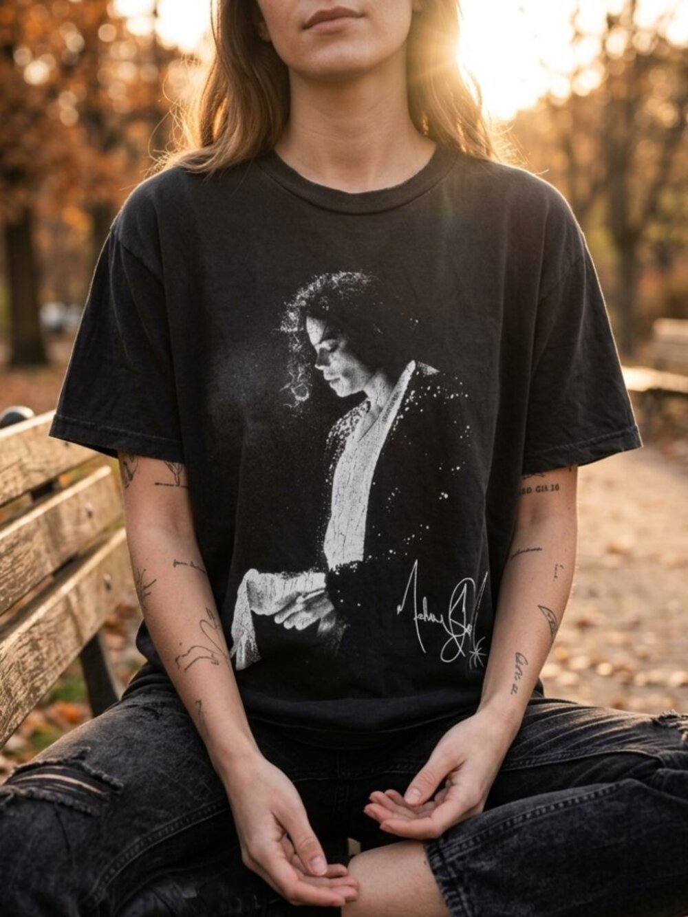 Michael Jackson Vintage Portrait Tee Retro Y2K Pop Graphic Streetwear